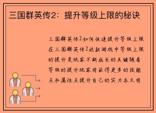三国群英传2：提升等级上限的秘诀